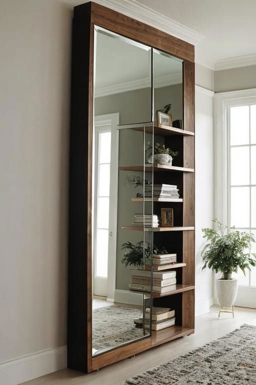 19. Mirror with Built-In Shelving