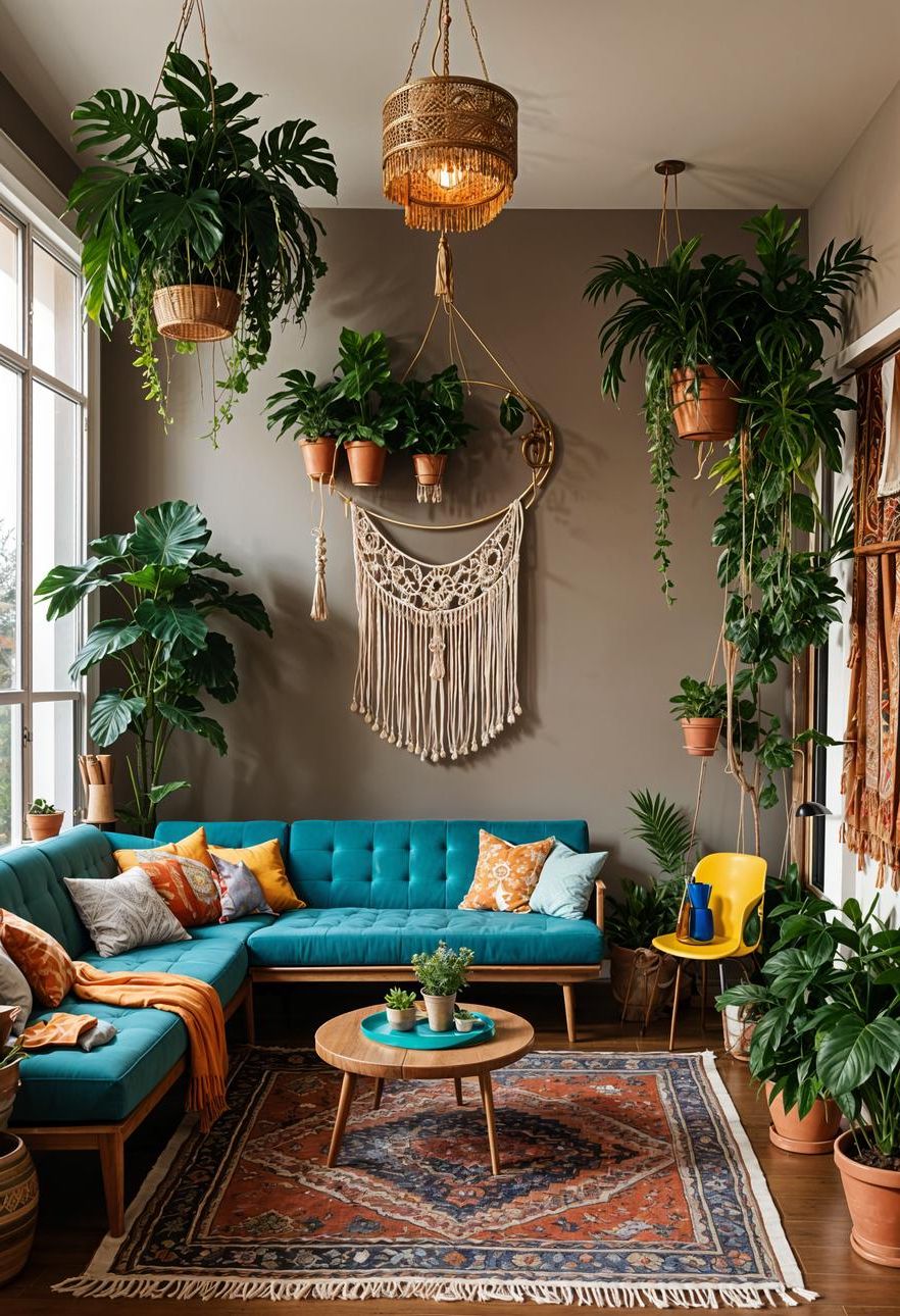 4. Eclectic Plant Displays in Living Room - photo 2