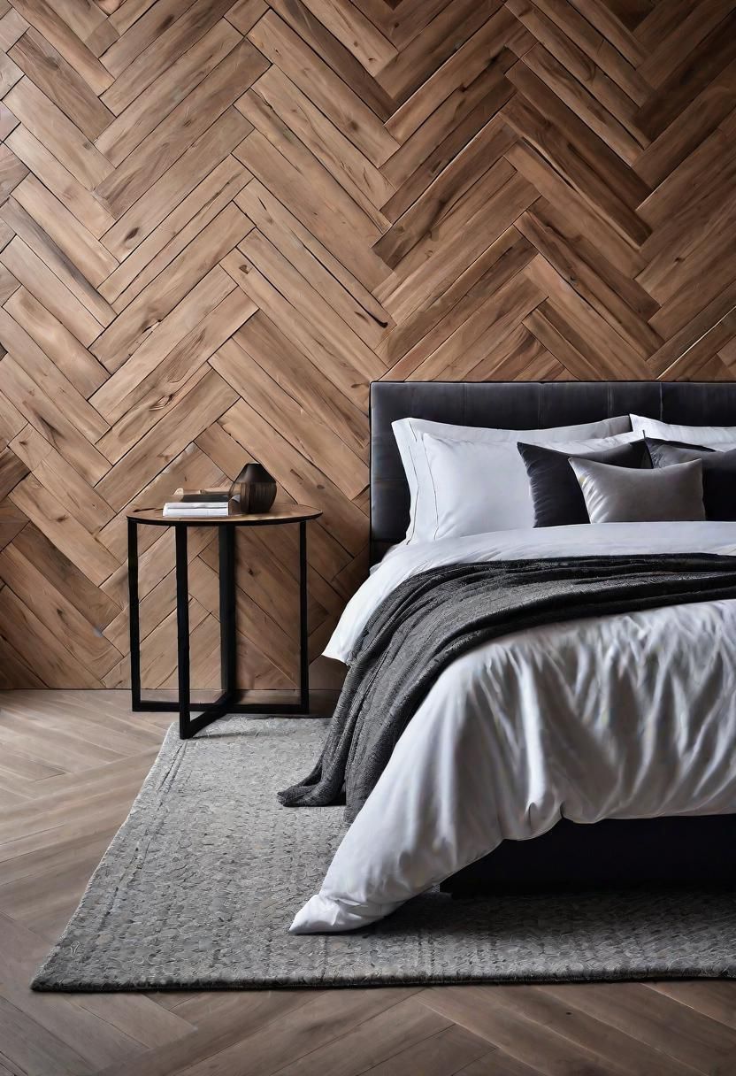 23. Elegant Herringbone Wood Wall