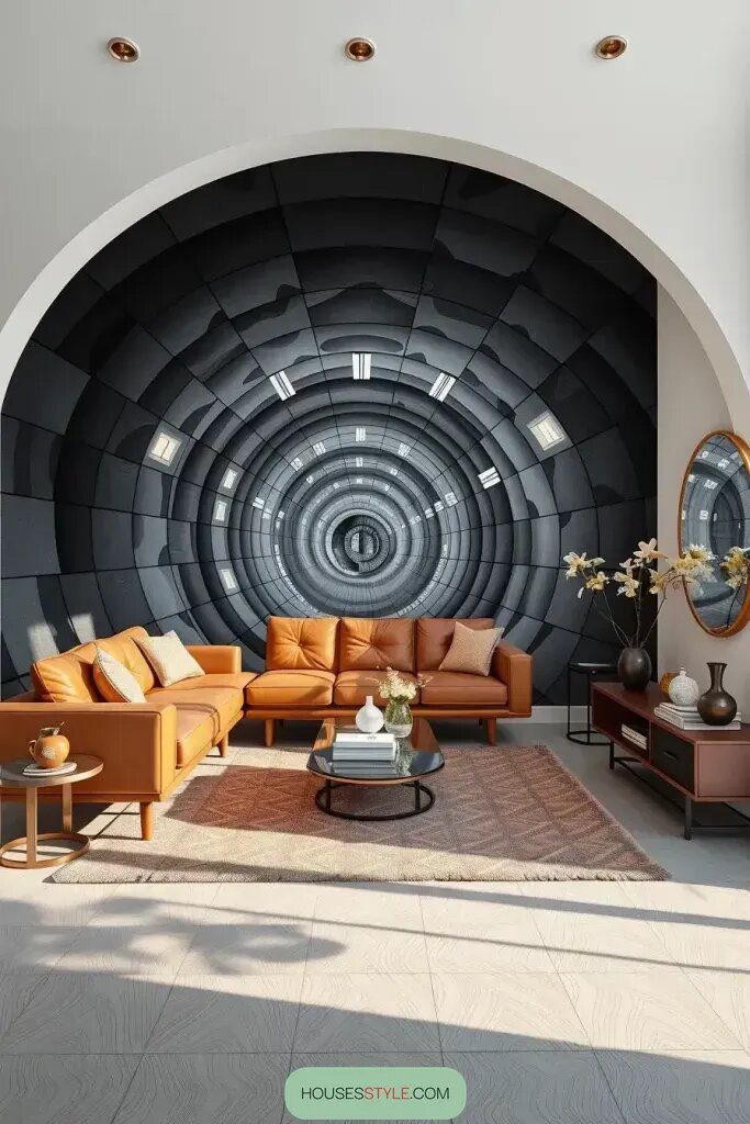 Living Rooms Containing Illusionary Optical Wall Art - photo 2