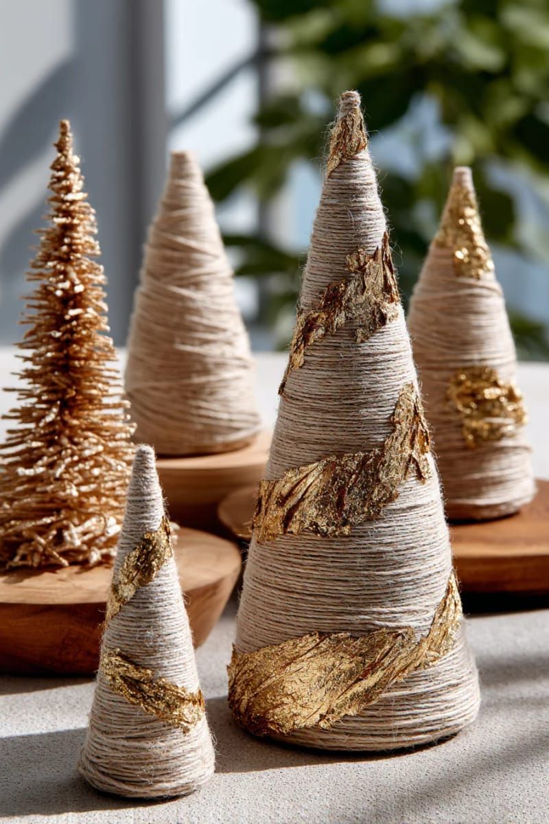 21. Modern Twine Cone Trees with Gold Leaf - photo 2