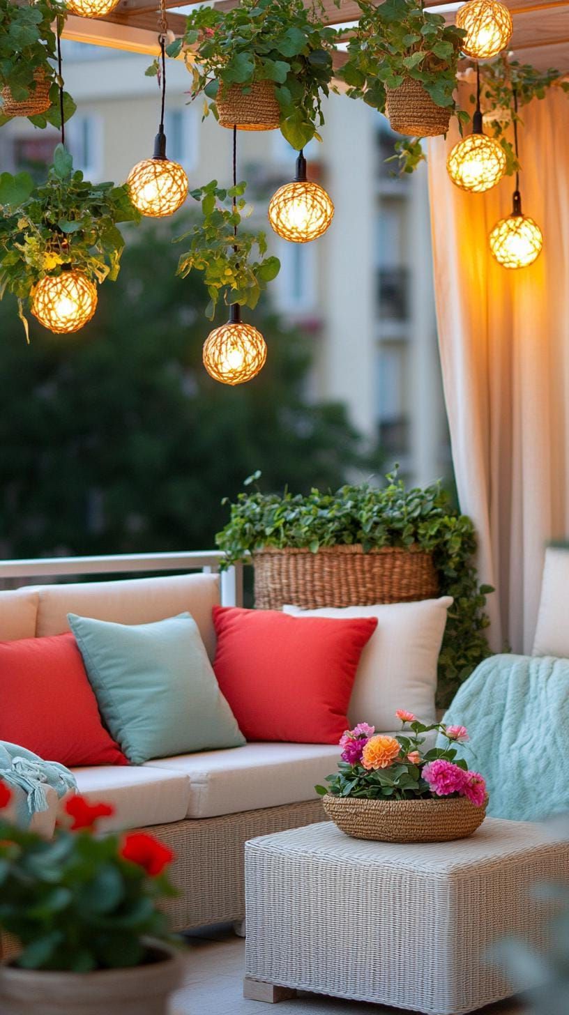 4. Pergola Patio with Fairy Lights and Hanging Plants - photo 4