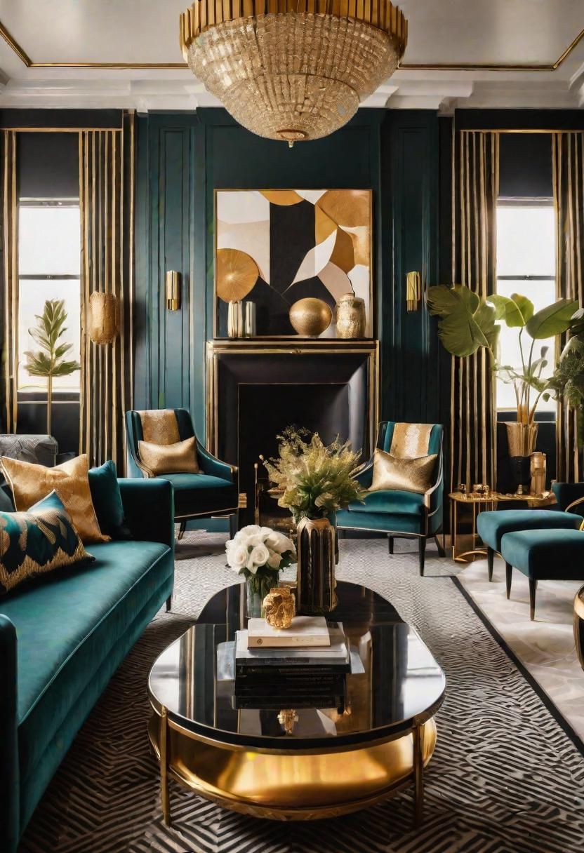 8. Art Deco Living Room Glam Style