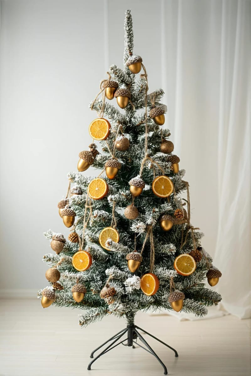 4. Ivory Tree with Gold Acorns and Dried Oranges