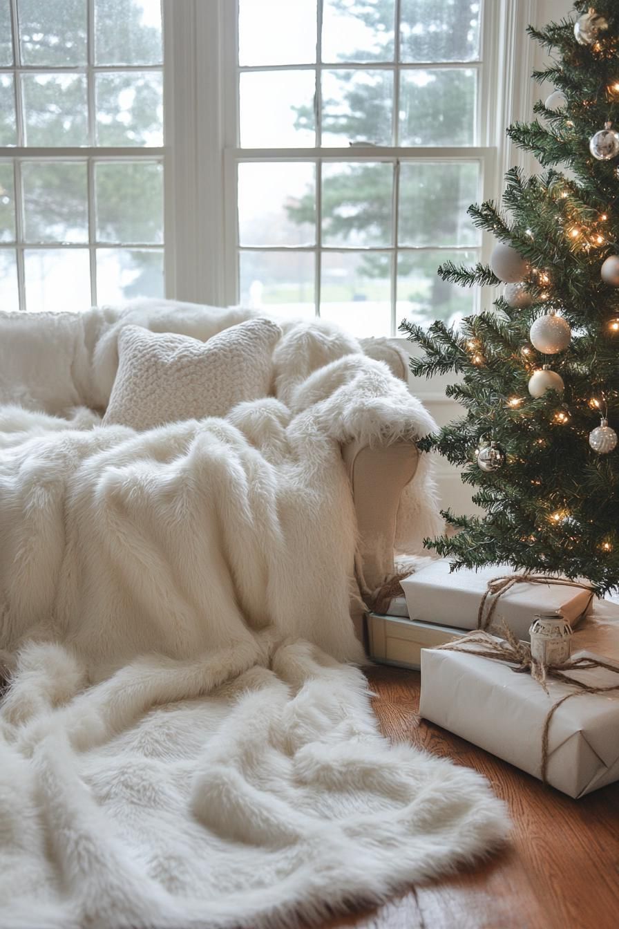 6. Cozy Faux Fur Tree Decor - photo 2