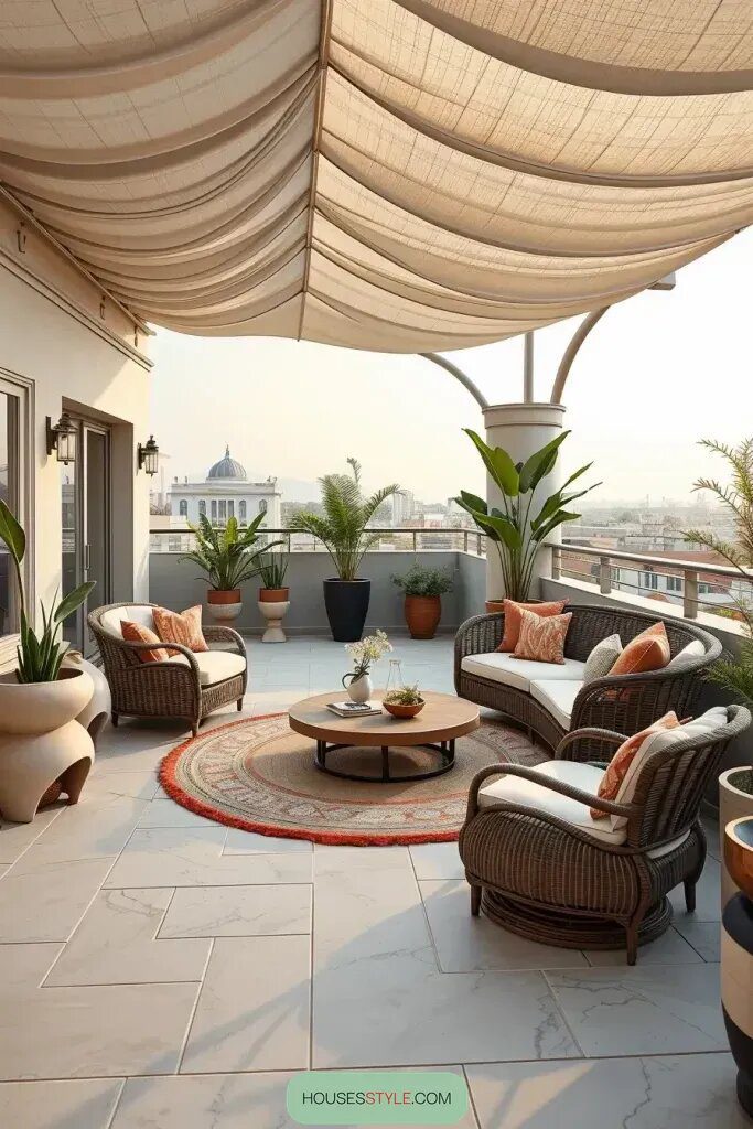 Curvy Furniture And Soft Lines For Cozy Terraces