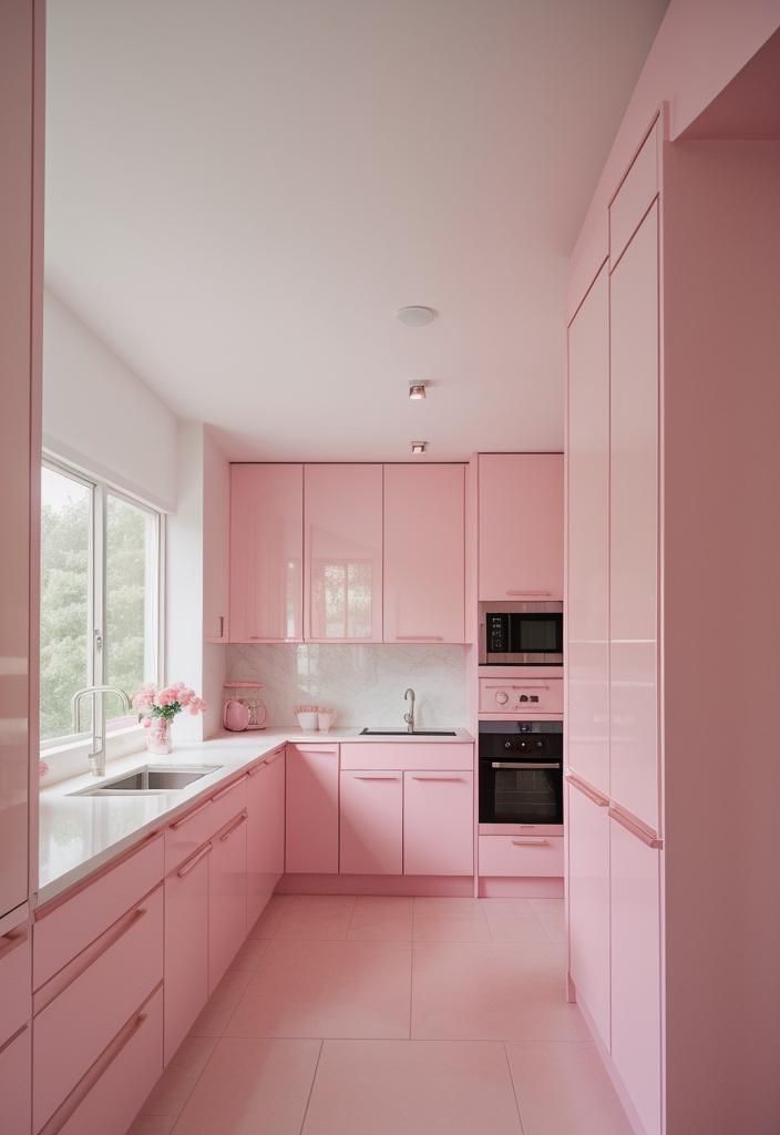 27. Rose Quartz Kitchen Island Style