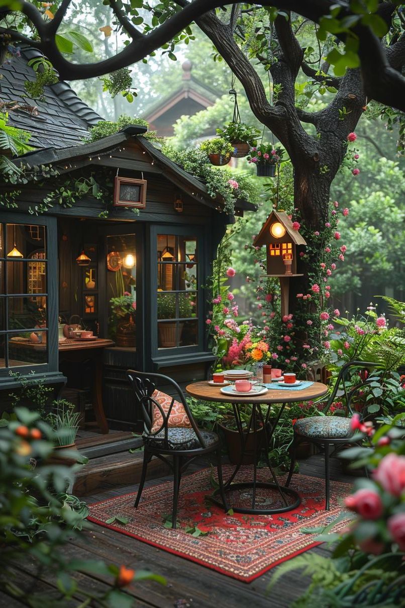 2. Small Bistro Garden with Vintage Charm