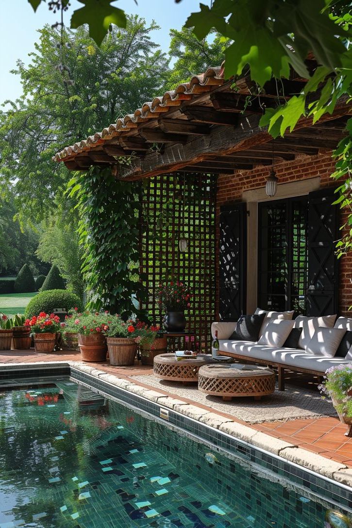 11. Textured Lattice Pergola Screens