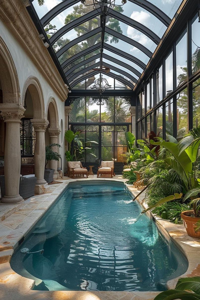 21. Victorian Greenhouse Pool With Glass Roof