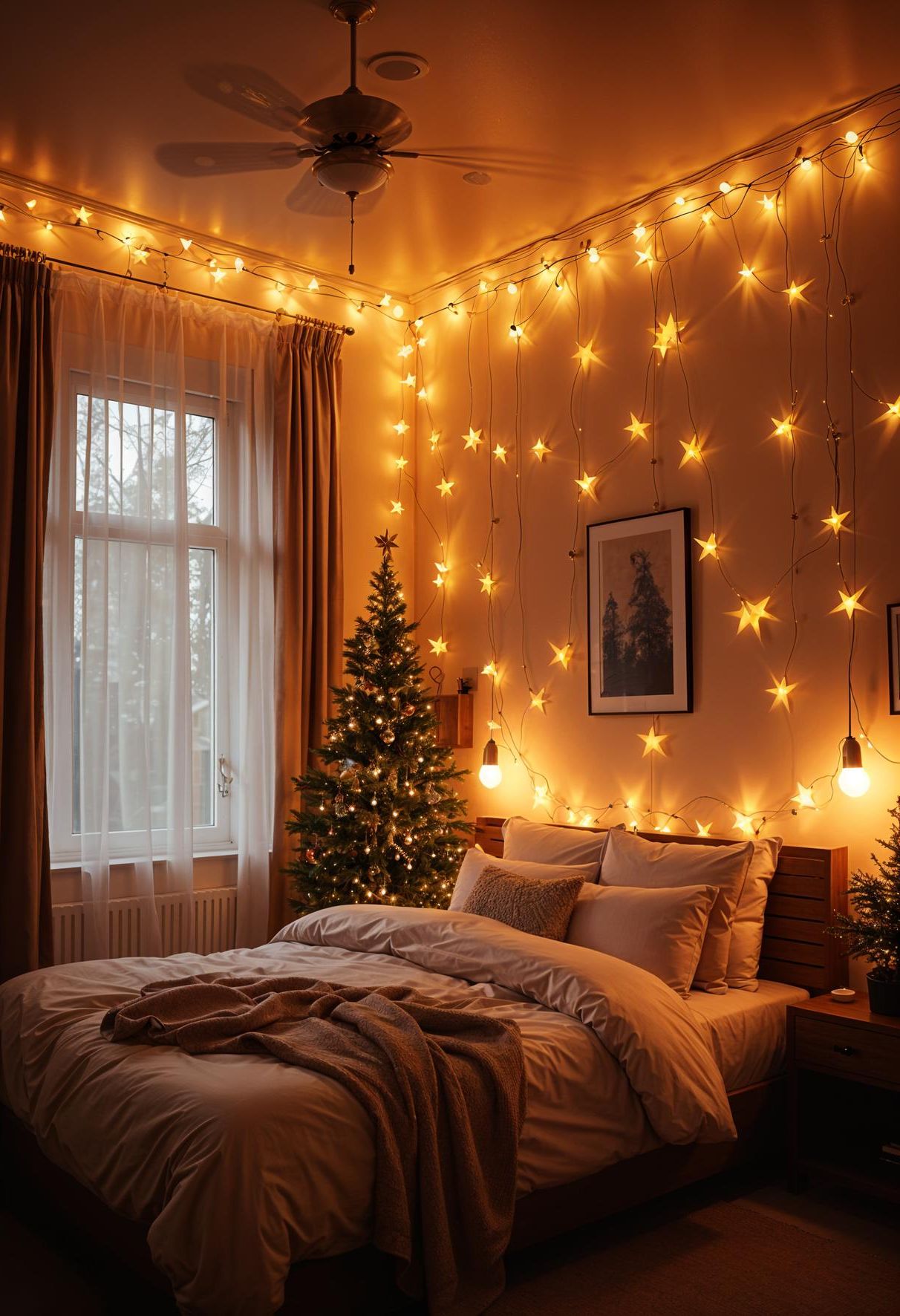 7. Festive Star-Shaped String Lights