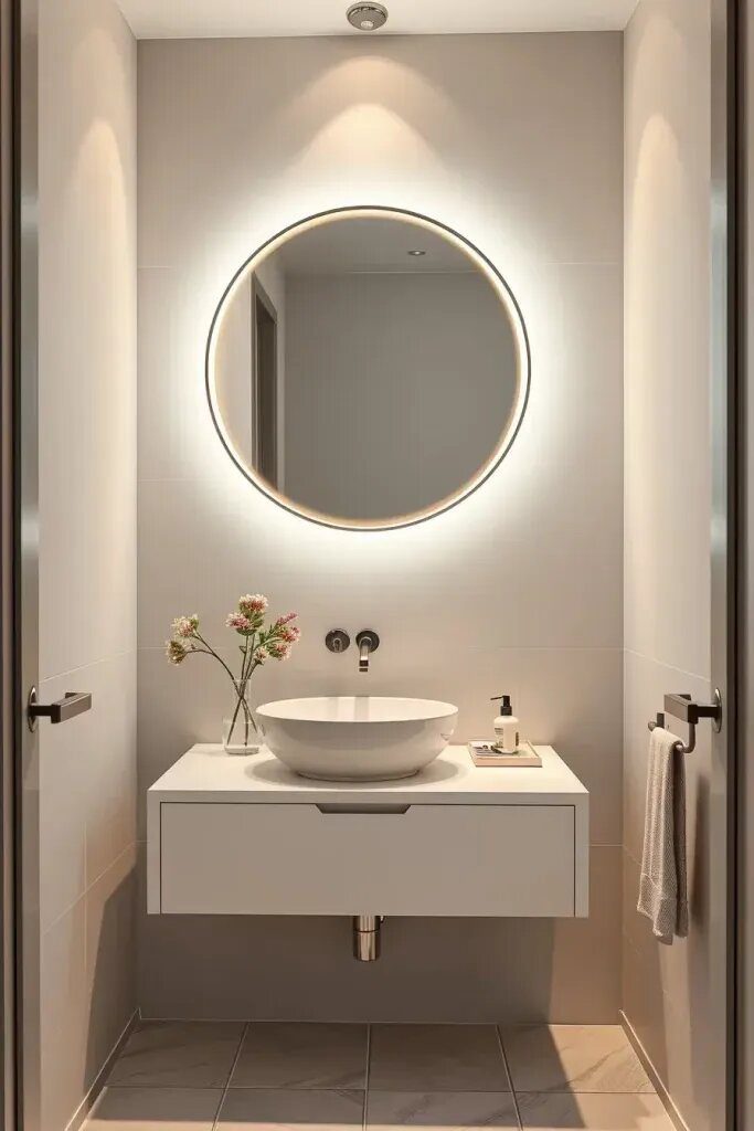 Backlit Round Mirrors For Soft Lighting