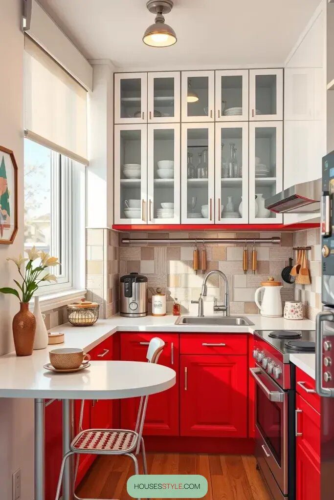 Small Kitchens Made Cozy with Bright Red