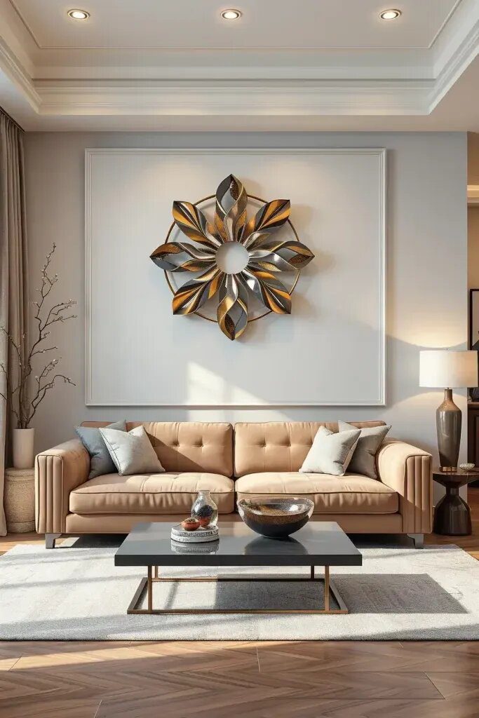 1. Add Abstract Metal Sculptures Above the Sofa - photo 2