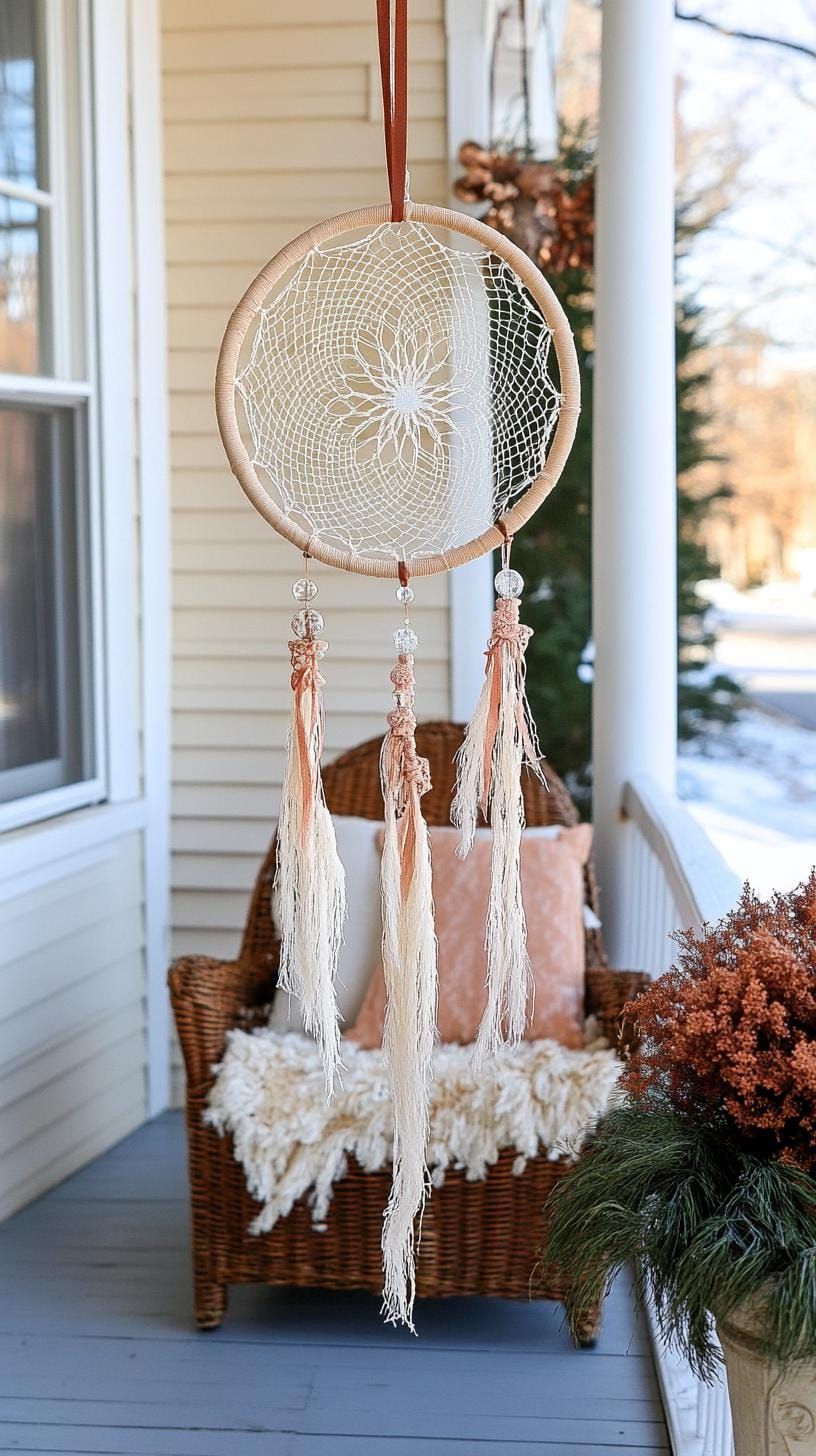 8. Icicle Dreamcatcher with Crystal Beads and Lace - photo 3