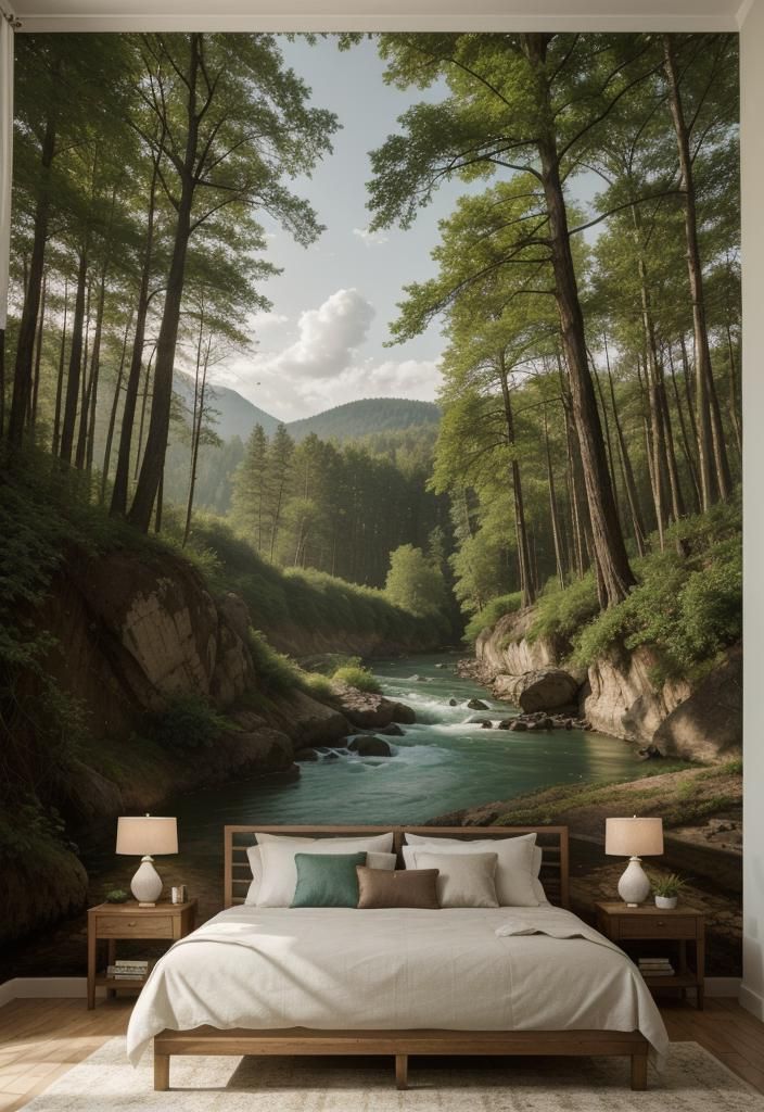 17. Accent Walls with Earthy Murals