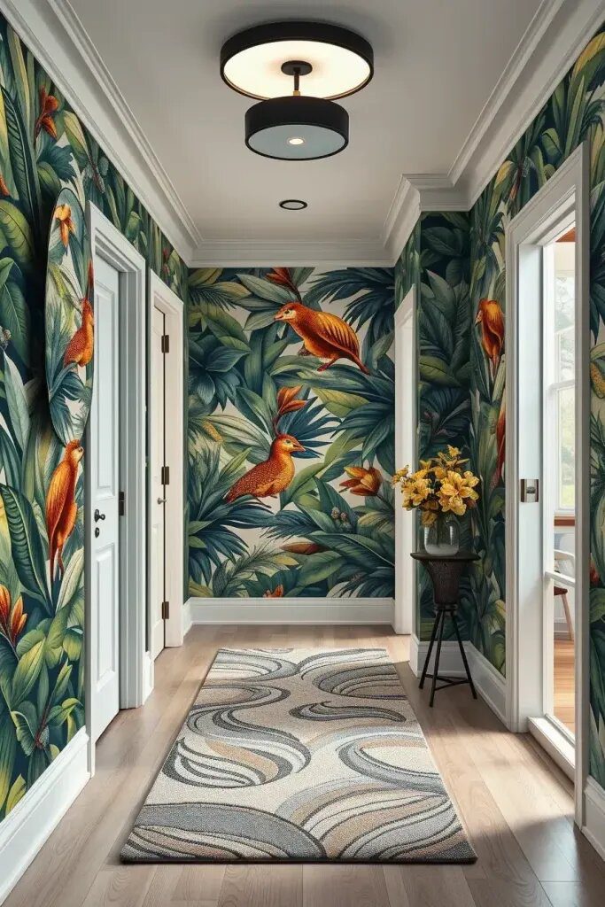 Bold Wallpaper Patterns to Define a Hallway