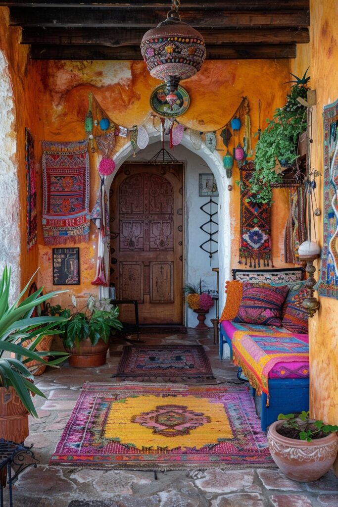 29. Festive Bohemian Textile Entryway