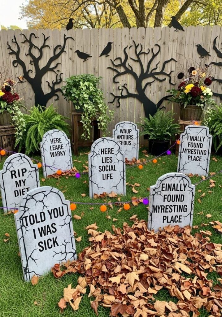 16. Funny Custom-Carved Tombstone Markers
