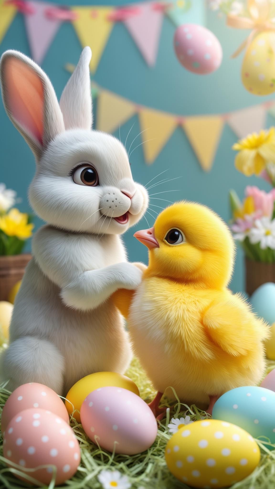 17. Bright Easter Chick And Bunny Duo
