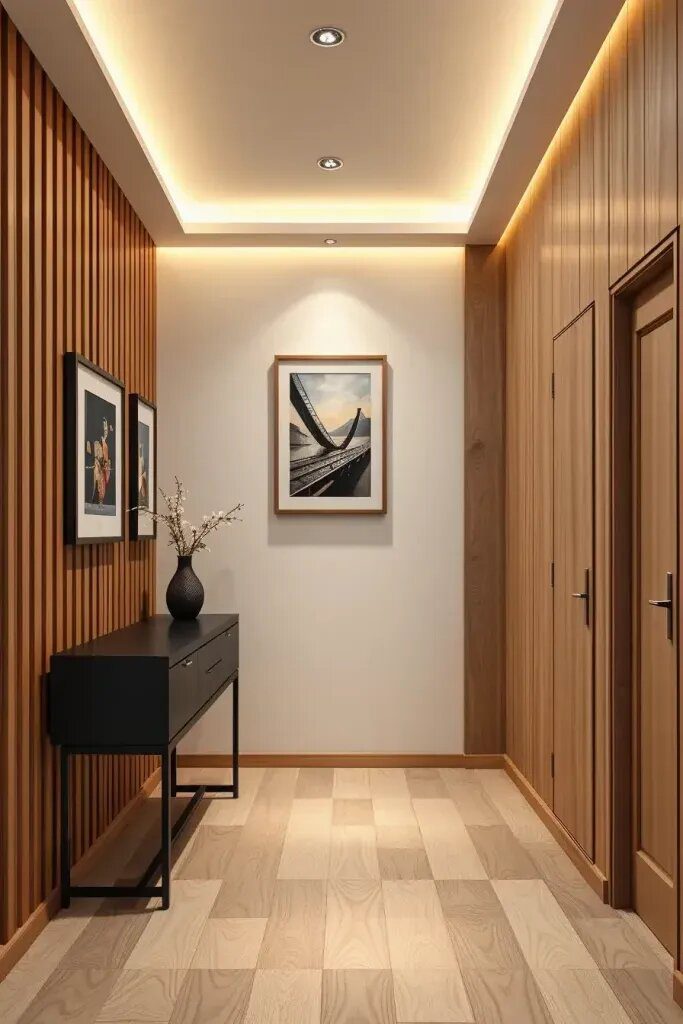 Backlit Wood Panels for Warm Hallway Lighting - photo 2