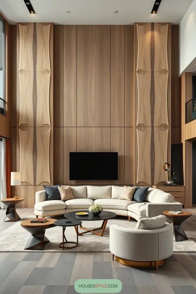 Layer Vertical Wall Panels in Mixed Finishes