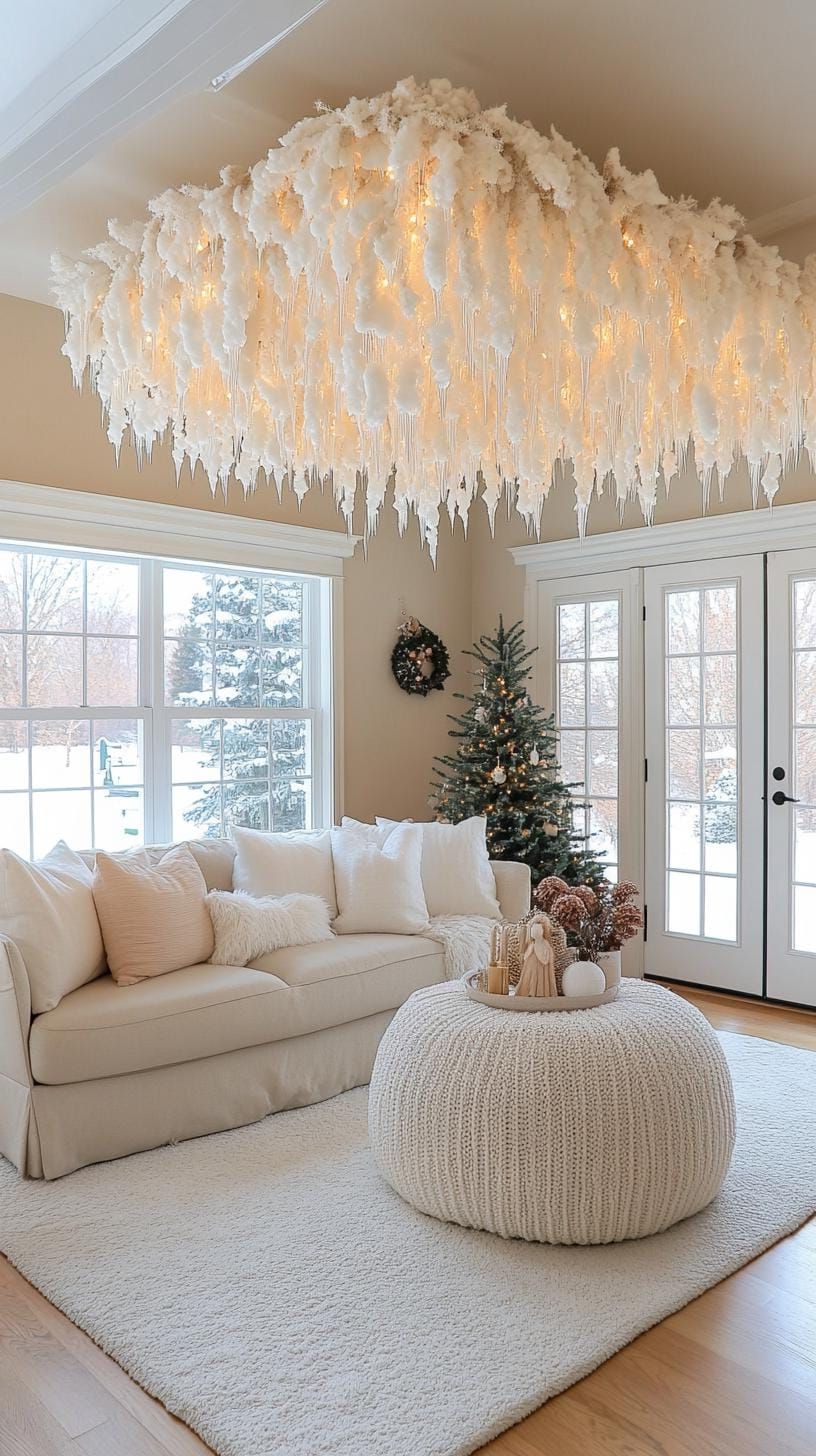 2. Dazzling Icicle Ceiling Decor Implementation