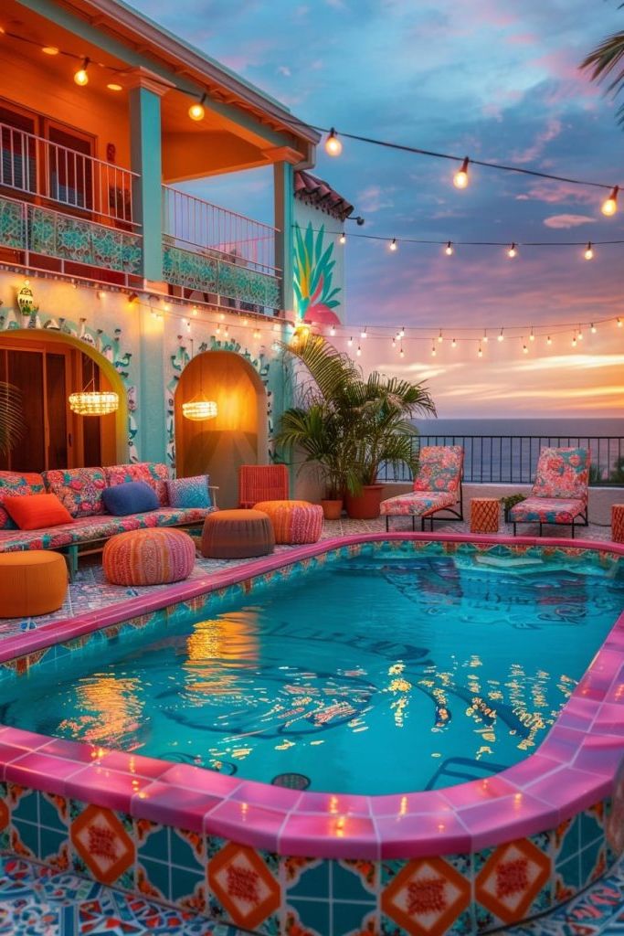 2. Boho-Style Above-Ground Pool Ideas