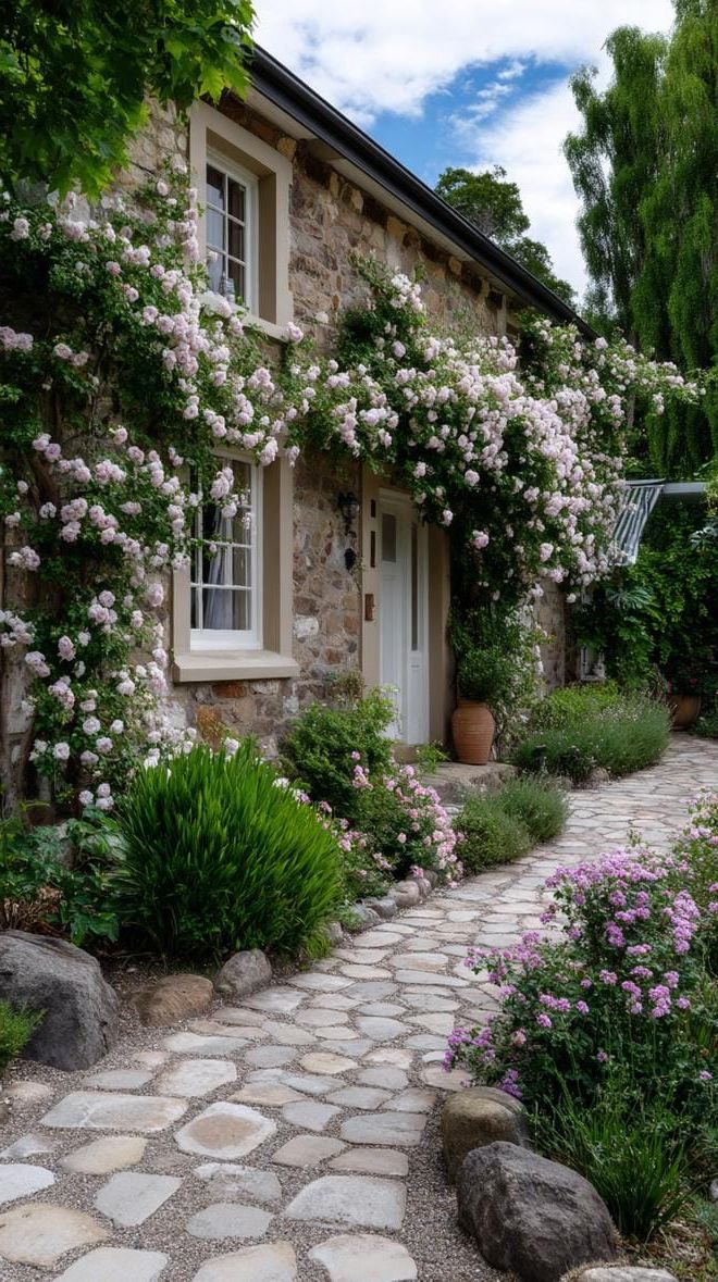 6. Pale Pink Roses Climbing a Cottage Wall - photo 2