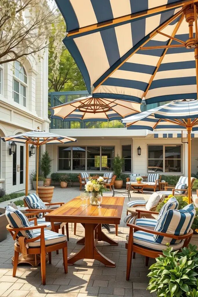 Navy-and-White Umbrellas for Outdoor Shade - photo 2