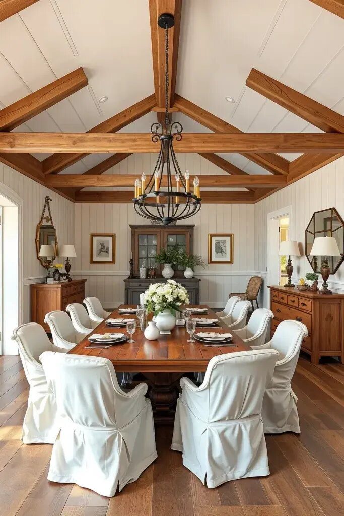 Farmhouse Elegance for Large Dining Areas