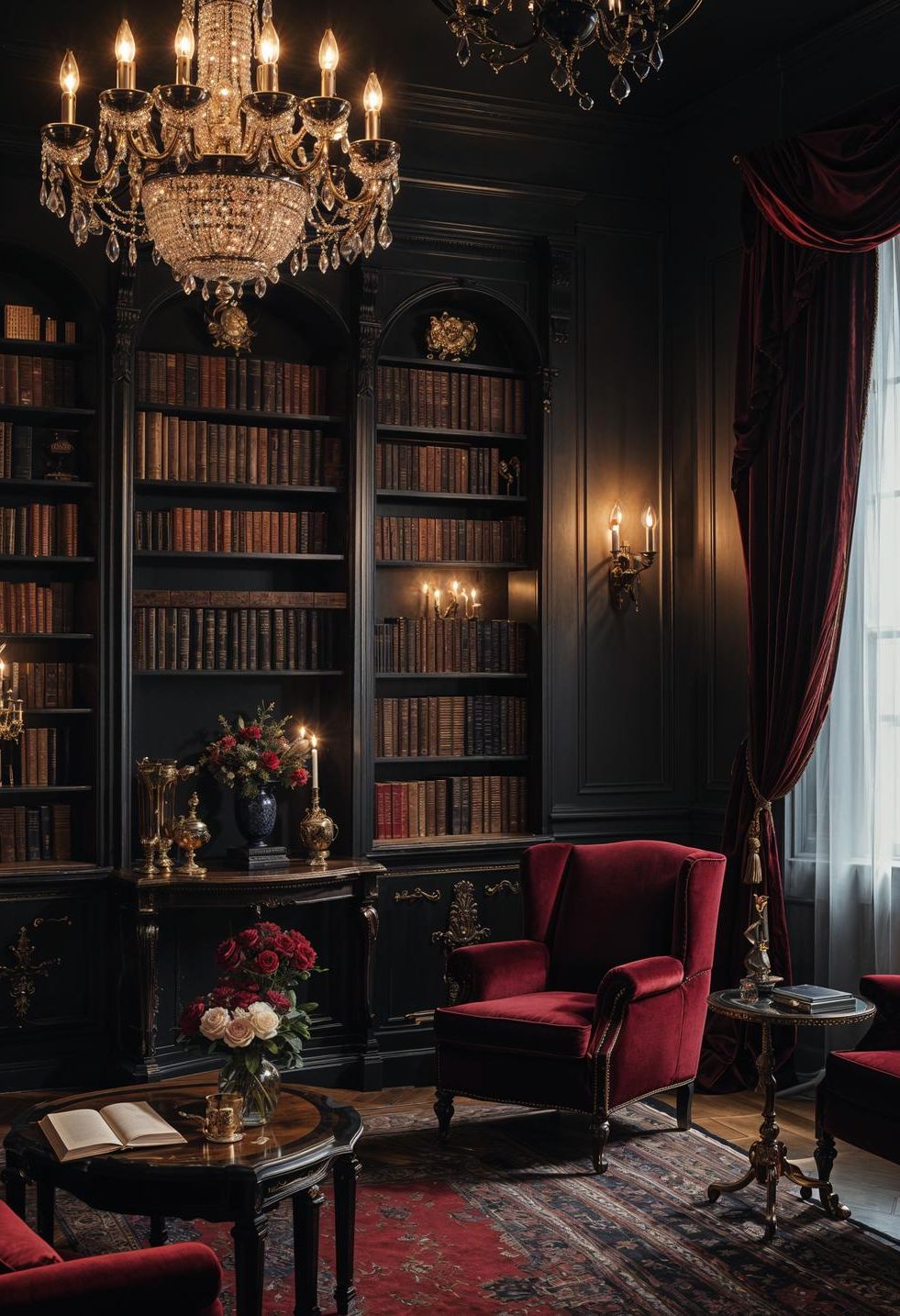 3. Opulent Dark Boho Living Room