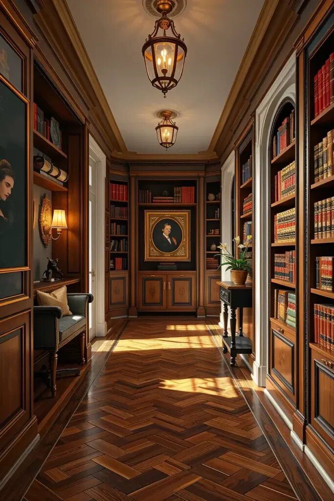 Heritage-Style Bookcases and Shelving for Hallways
