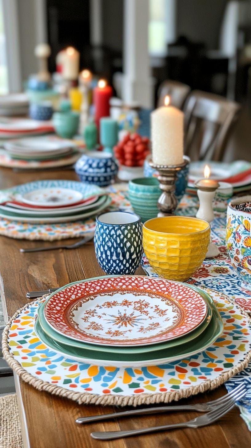 5. Eclectic Christmas Table with Mismatched Vintage China