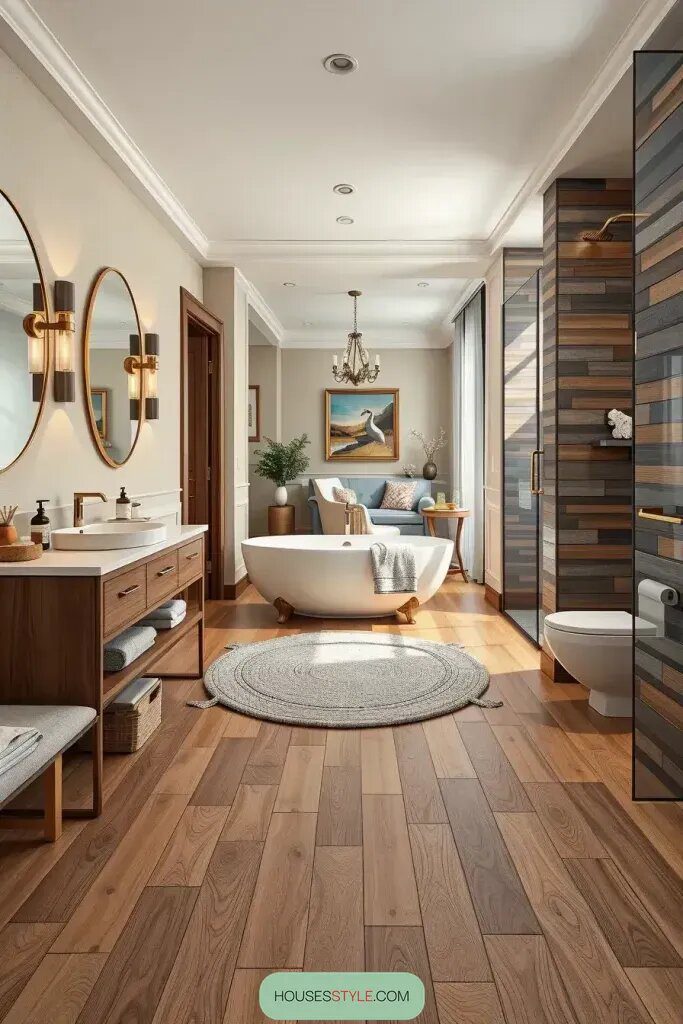 Creative Wood Tile Transitions Between Flooring