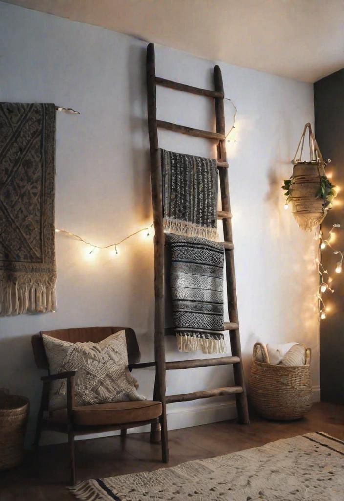 7. Vintage Wooden Ladder Decor