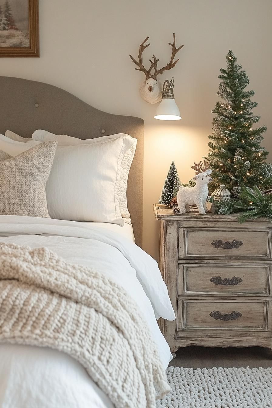 16. Bedside Table Decor for Christmas