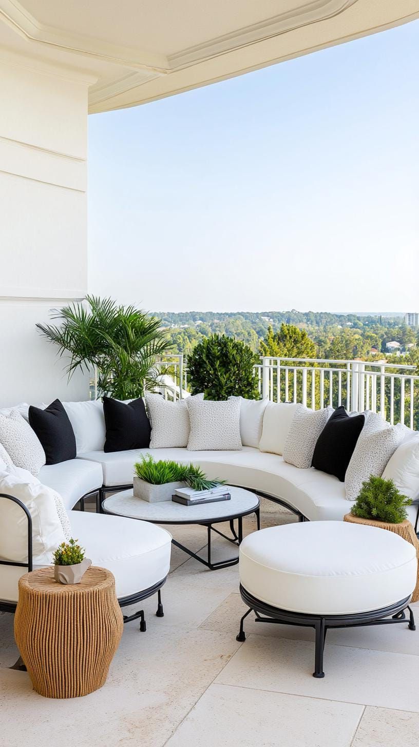 24. Modern White Lounge with Black Accents