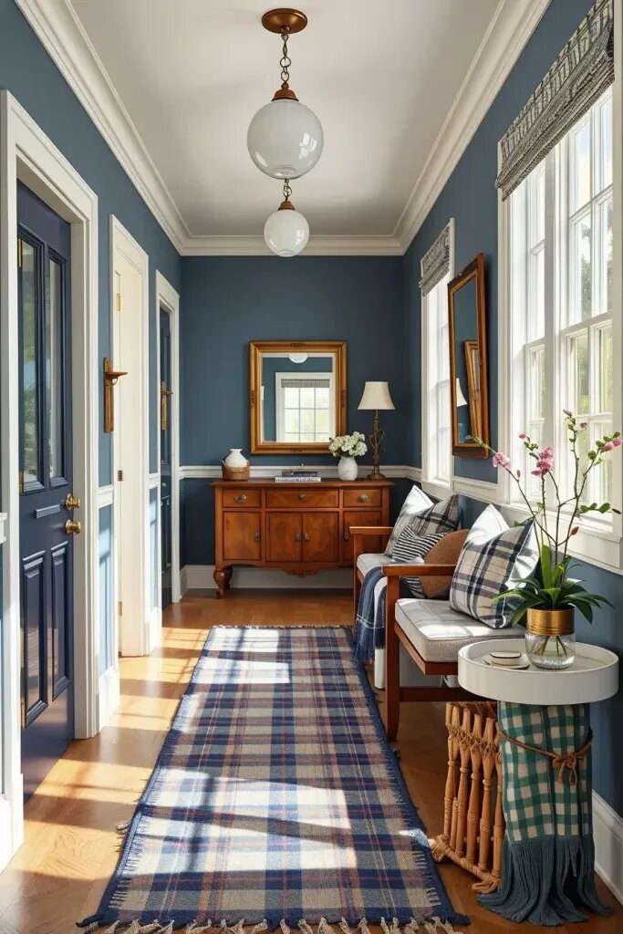 Gingham and Plaid Textiles for the Entryway