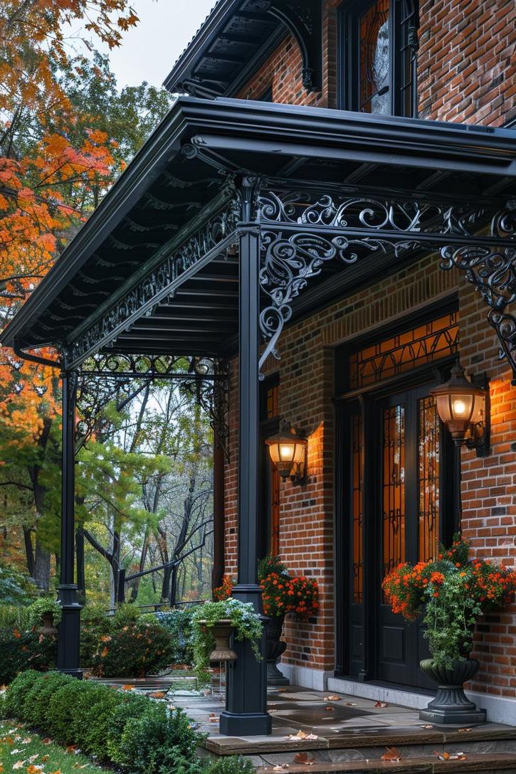 6. Metal Awnings with Climbing Vines