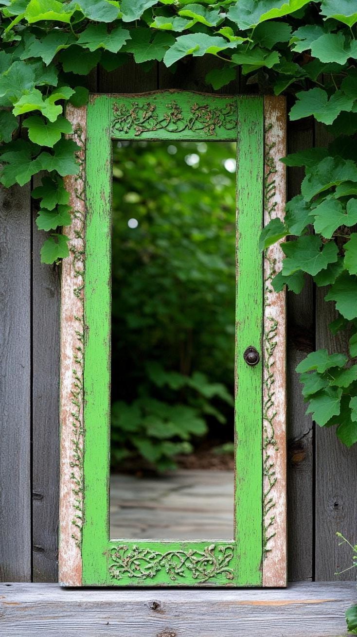 37. A Curious Mirror Propped Against the Fence
