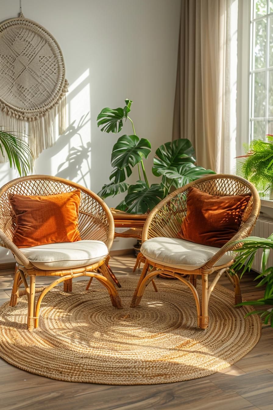 3. Boho Living Room with Rattan Accents - photo 3
