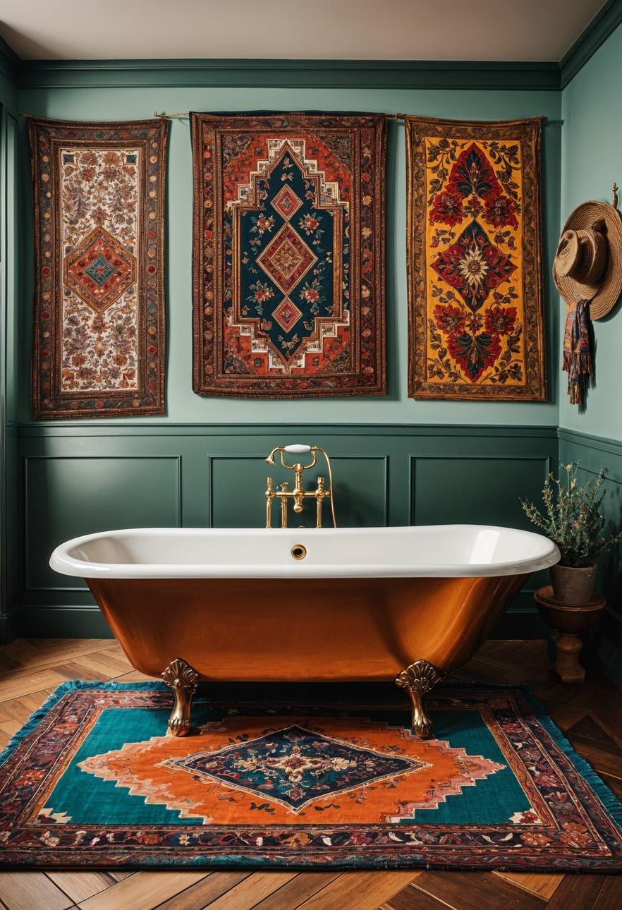 2. Boho Bubble Baths and Rugs