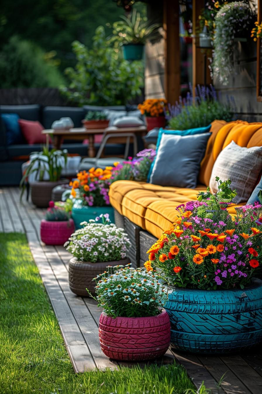3. Upcycled Tire Planter Projects