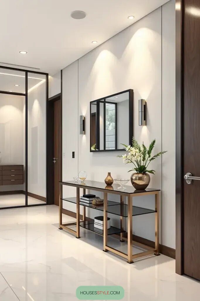 Chic Hallway Looks with Metal and Glass
