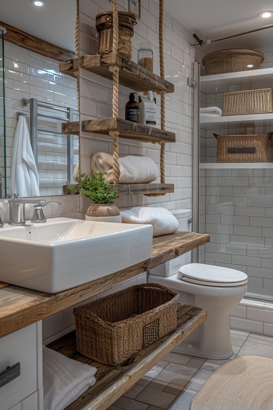 1. Coastal Style Rope Hanging Shelves - photo 2
