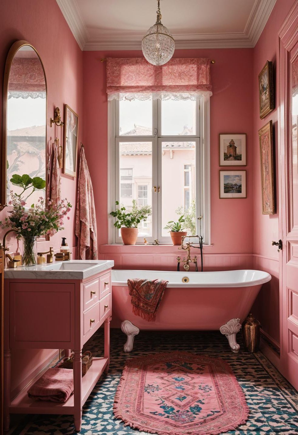 8. Pink Bathroom Inspired by Global Textiles - photo 2