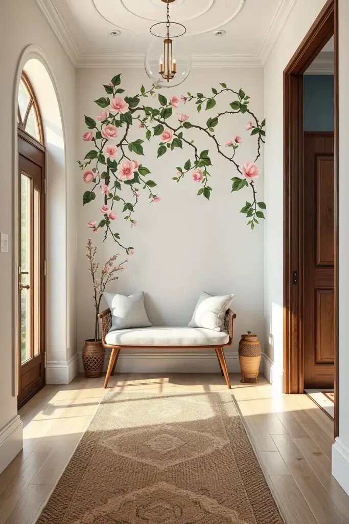 Hand-Painted Vines Winding Through Entryway Corners - photo 2