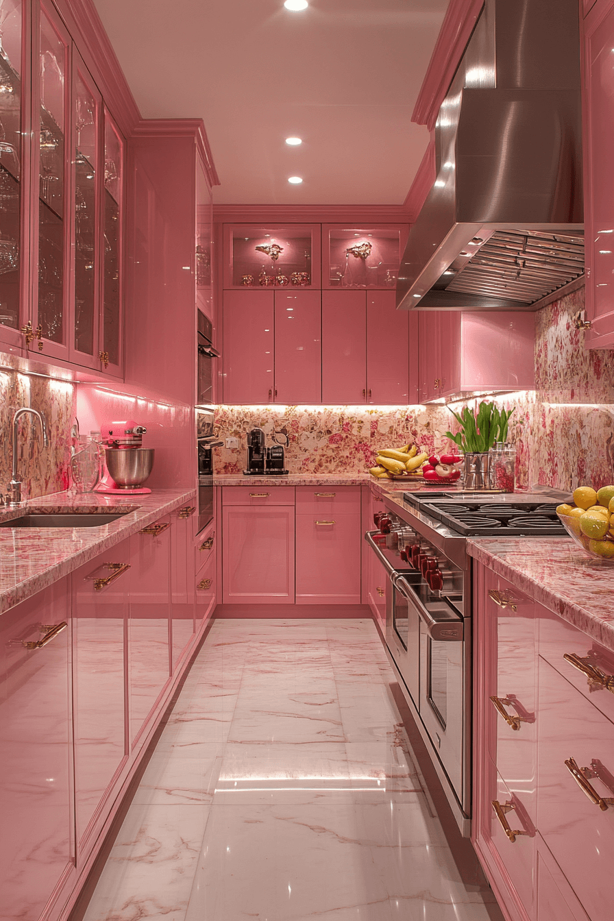 8. Glossy Pink Luxe Kitchen