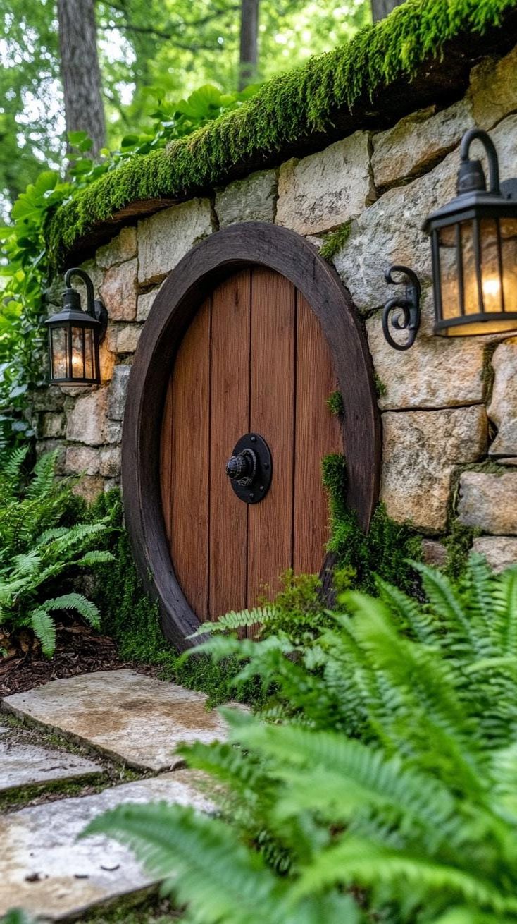 25. A Tiny Hobbit Door Set in a Stone Wall